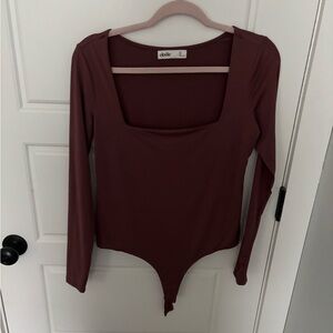 Elodie Maroon Long Sleeve Bodysuit